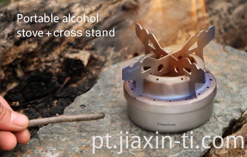 pure titanium camping stove with cross stand